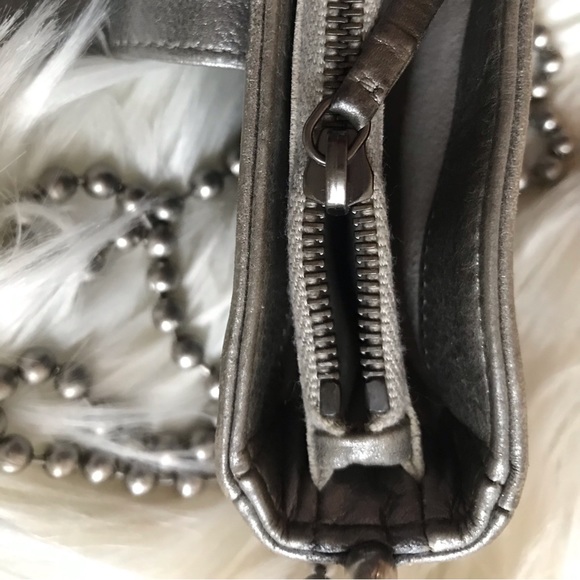 Authentic Chanel Mini Boy Lambskin Metallic Crossbody Bag Clutch Wallet on Chain - Picture 8 of 16